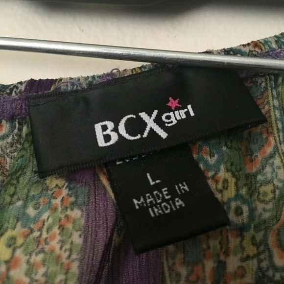 BCX Girl green, purple GIRLS Large TOP BLOUSE. - Picture 2 of 4